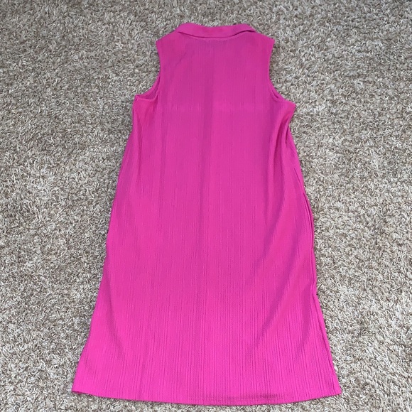 NWT Women’s Kaktus Sleeveless Collated Button-Front Hot Pink Shift Dress Small - Picture 8 of 8
